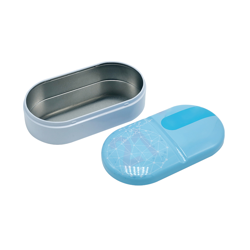 Capsule-shaped irregular tin box DD0864A-01 for health care -inside